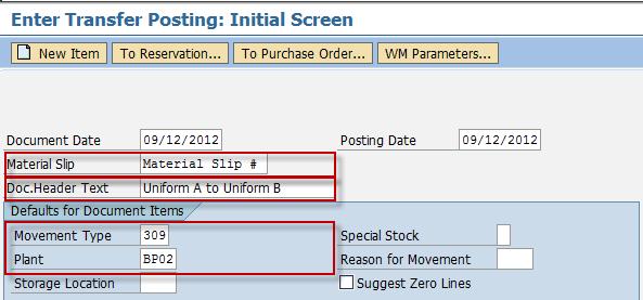 Creating a Reservation Internal Order with Material-to-Material Transfer Posting Use This activity is performed to create a reservation for internal order with transfer posting of material to