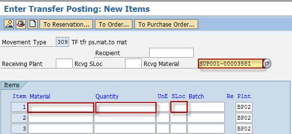 Sloc Choose from the dropdown list Storage location at which the material is stored. 5. Click the Post icon to save the transfer posting process. 6.