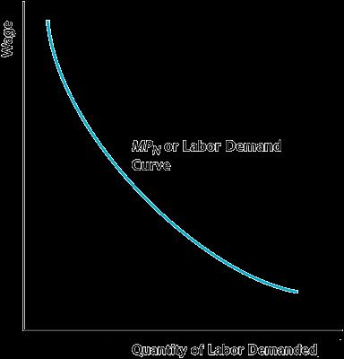 The demand curve for labor shows the