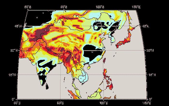 SEISMICITY COMPARISON ASIA SEISMIC HAZARD MAP