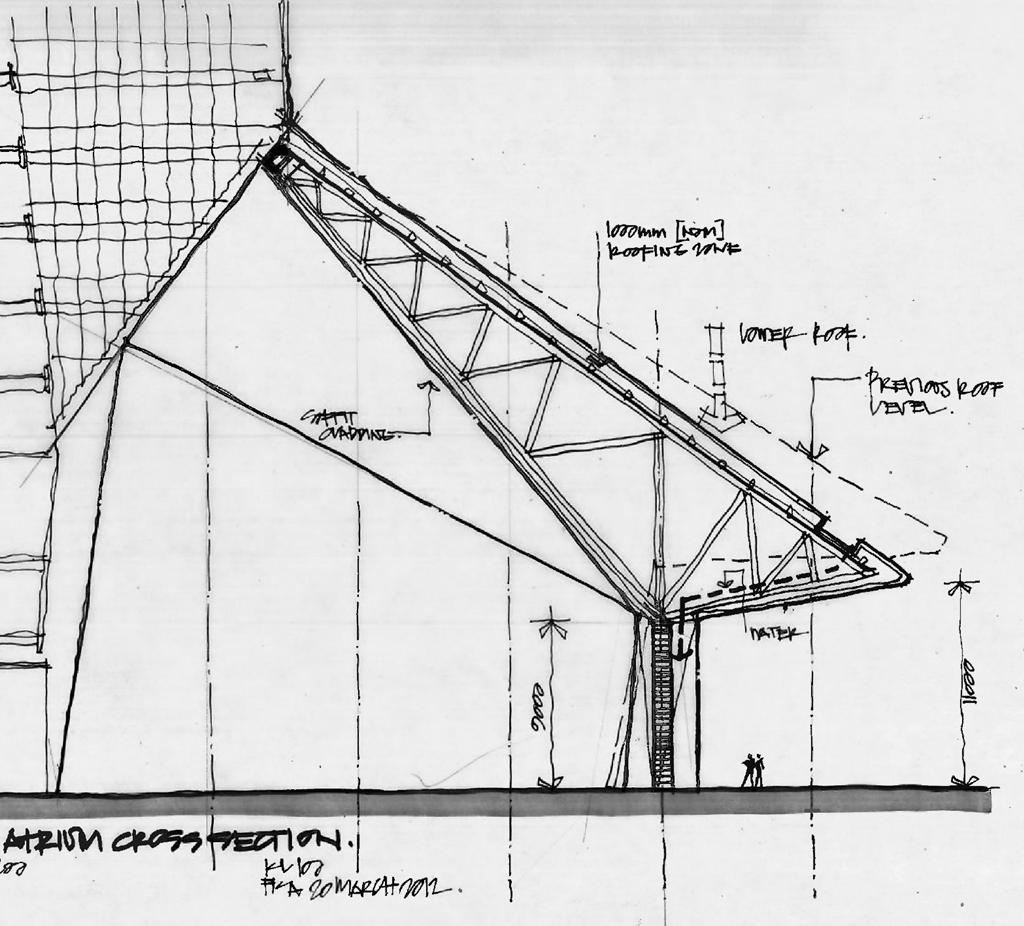 CANOPY STRUCTURES CONNECTION TO TOWER (FOR INDEXING ONLY) TRUSS C ELEVATION TOWER ATRIUM EXTENT OUTLINE OF ARCHITECTURAL CLADDING SLOPING SUPPORT