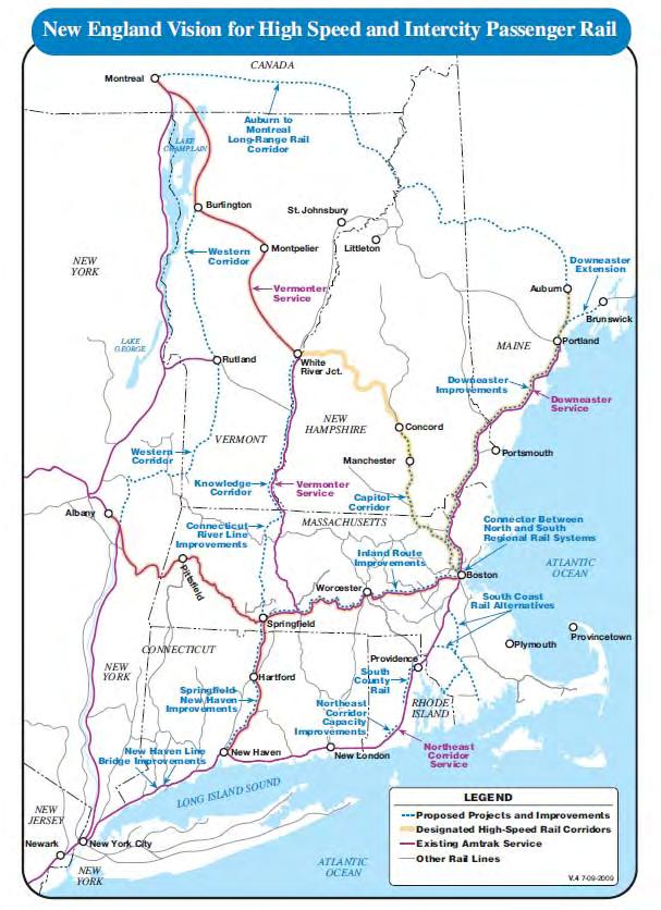 New England High Speed and Intercity Passenger Rail Vision Downeaster improvements Knowledge Corridor / Conn