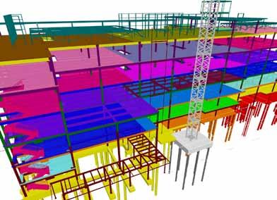 3 Integrating MEP, Existing Facility and Structure By using the model for structural coordination and sequencing, the team was able to improve the slab on metal deck construction efficiency and