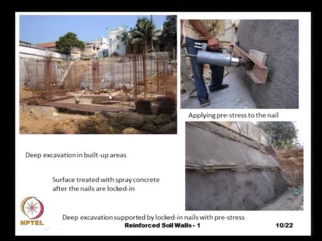 (Refer Slide Time: 18:26) And here is another example of a deep excavation, that is supported by some other method that is by using pre-stressed anchors, is actually these anchors are just steel rods