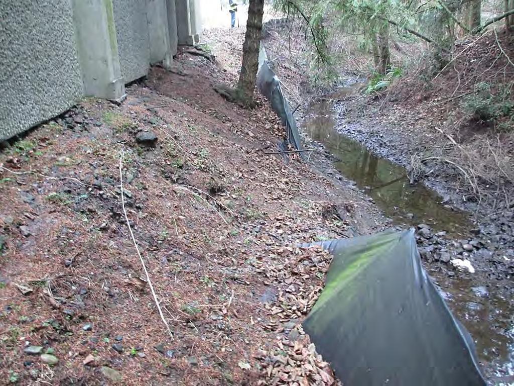Bingaman Creek right bank eroding next to sound wall along Bingaman