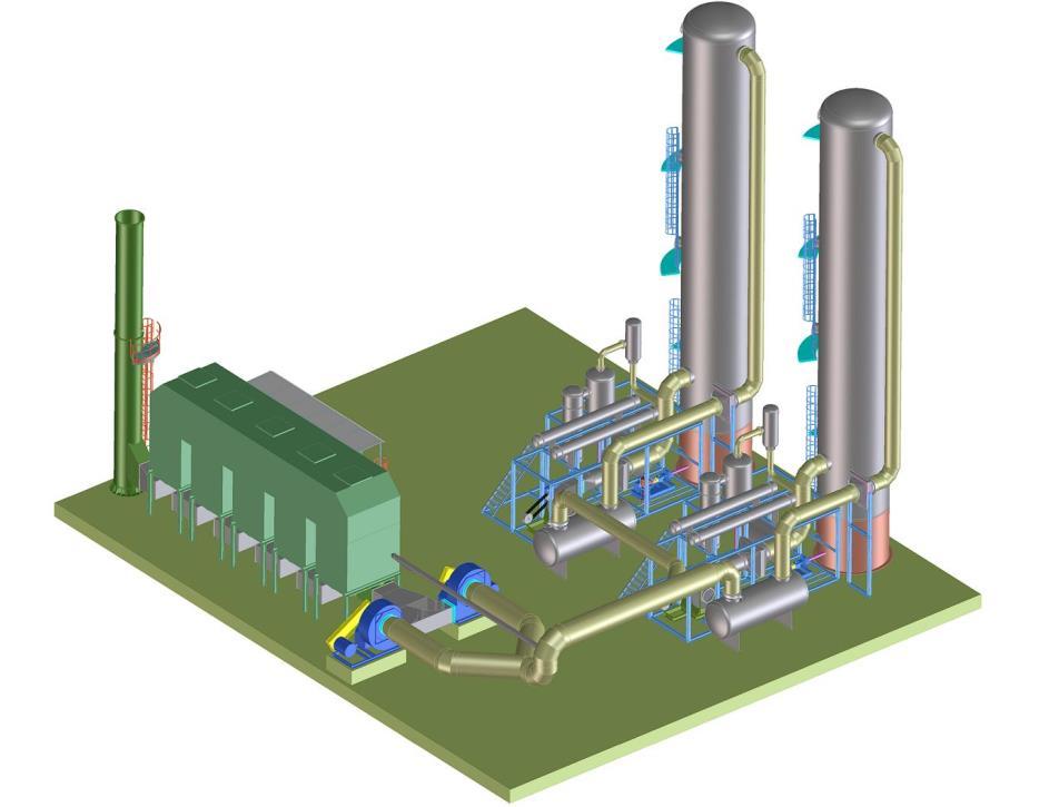 RTO downstream stripping process Exhausted process air, containing stripped solvent vapours is fed directly to the oxidation system RTO (Regenerative Thermal Oxidation) of gaseous stream and vents.