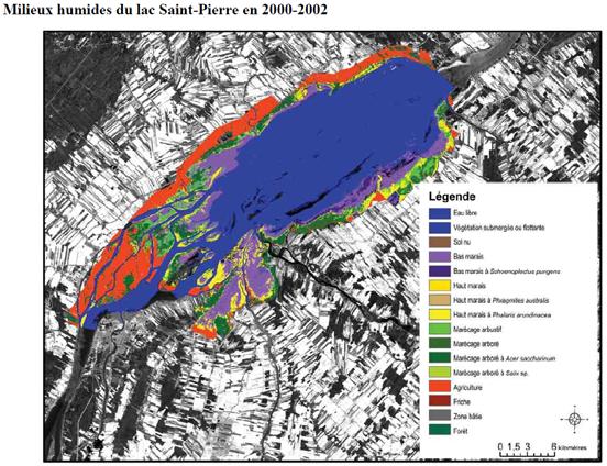 Measuring change GSW occurrence change intensity identified water decrease (red) in Lac Saint-Pierre, St.