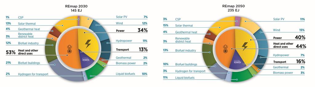 Final renewable energy use by sector and technology in REmap Under REmap, final renewable energy use is four-times higher in 2050