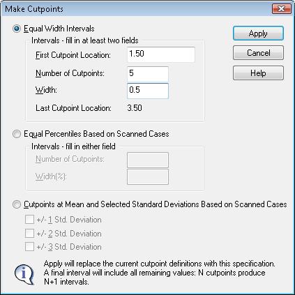 Select Excluded (<) in order to have the Upper Endpoint category click Make Labels This