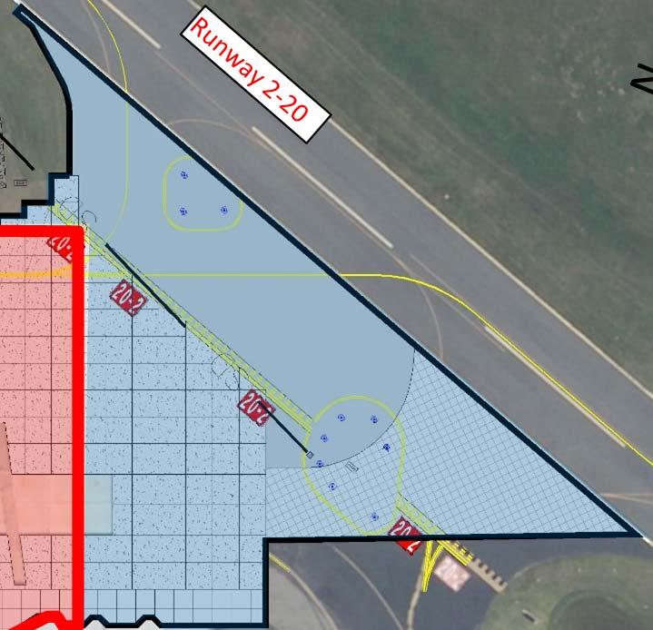 Phase 1: northern area of apron (red) Phase 2: southern area