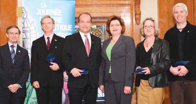 The following authors received awards during a ceremony: Éric Bédard, Prix de la Présidence de l Assemblée nationale, for his work Les Réformistes : une génération canadienne-française au milieu du