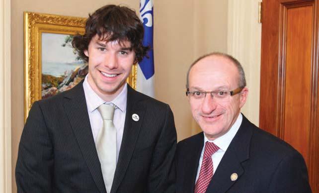 On 23 March 2011, cross-country skiing gold medallist at the 2011 Oslo World Championship, Mr. Alex Harvey, was welcomed by the President of the National Assembly, Mr. Yvon Vallières.