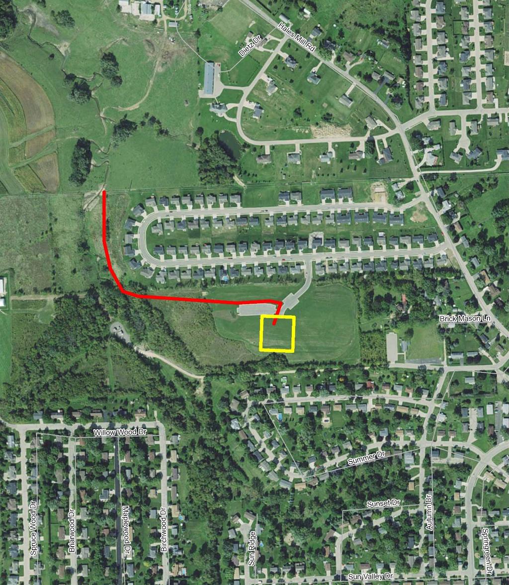 Location information provided by MSA Professional Services North Well & well house project area Water main route Aerial Photograph
