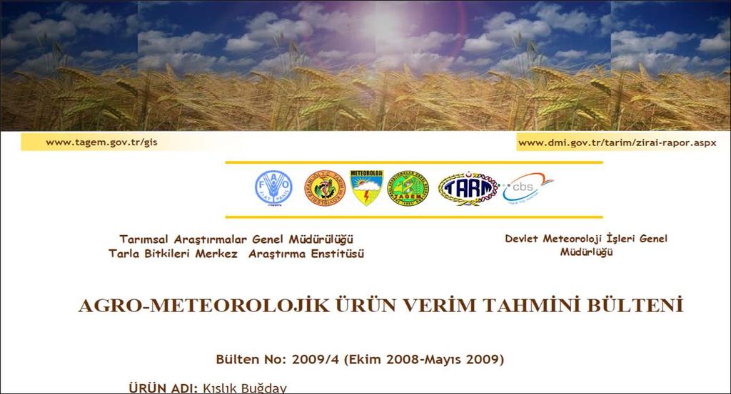 CROP MONITORING AND FORECASTING Yield Forecasting Bulletin (4 monthly issues) Four monthly bulletin for