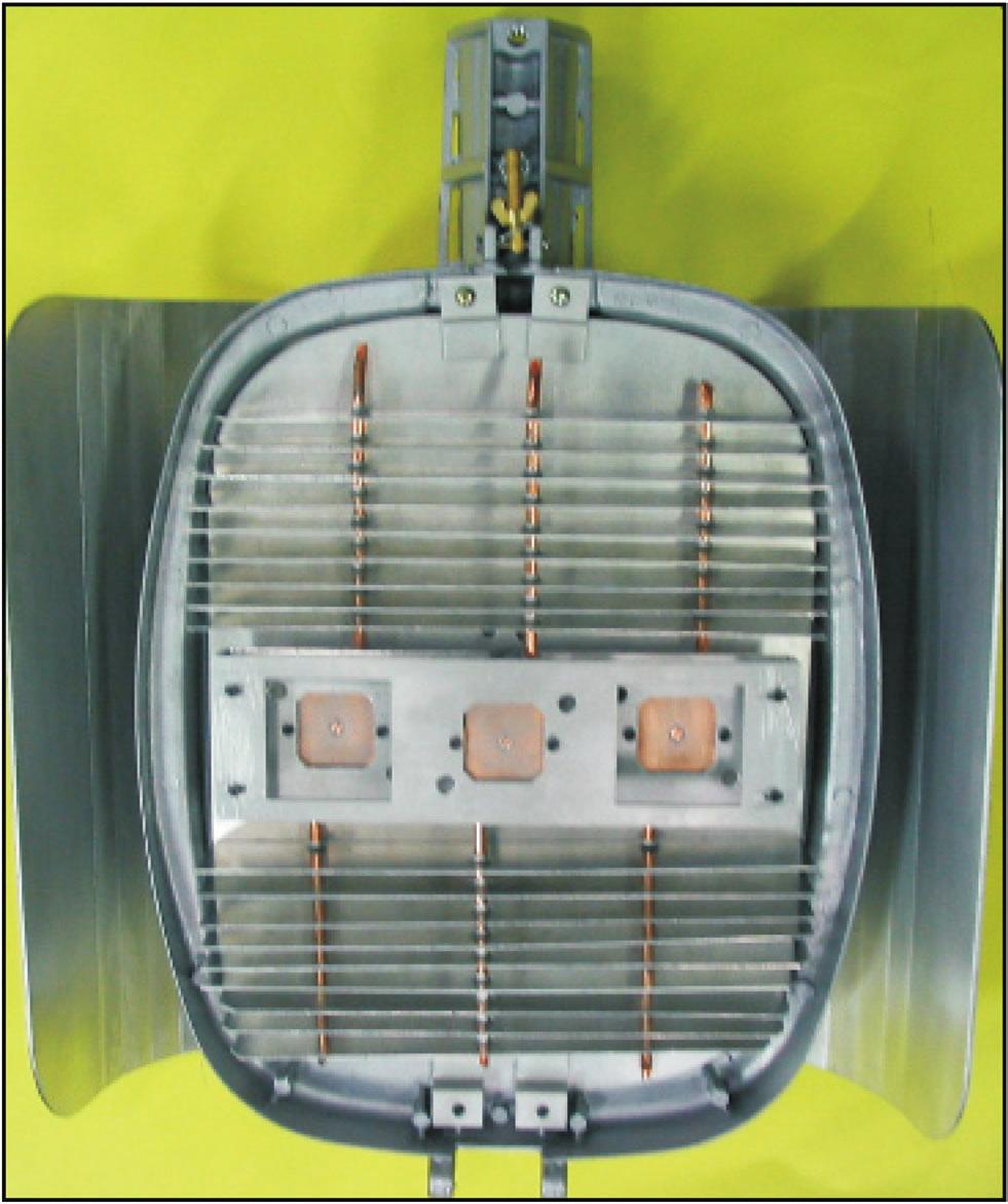 Multiple-Layer Heat Dissipation Module for LED Streetlamps 99 with natural convection devices used glass shade and a DC power control system. 2.