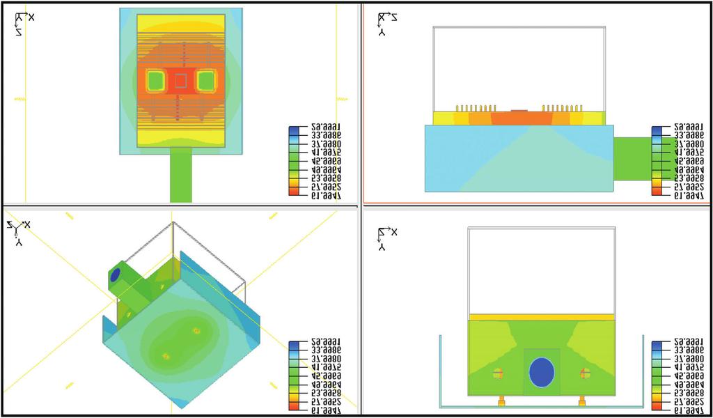 Multiple-Layer Heat Dissipation Module for LED Streetlamps 101 Figure 8. Temperature distribution of simulation at 120 W. Figure 9. Temperature distribution of simulation at 180 W.