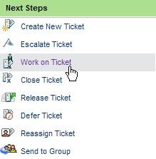You must select a Next Step to clear the current ticket from the Service Center and continue working with ATG Ticketing, or select another ticket from the Active Tickets list to change the current