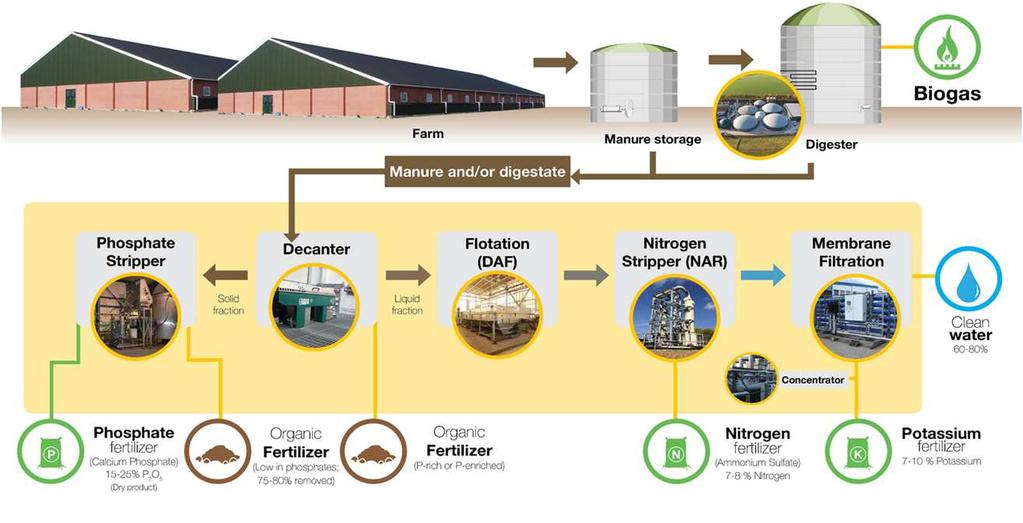 Biogas production The biogas produced every year is around 10 Mm 3 (Table 3). About 80% of the produced biogas is transported through a 5 km-long pipeline towards a milk factory (Friesland-Campina).
