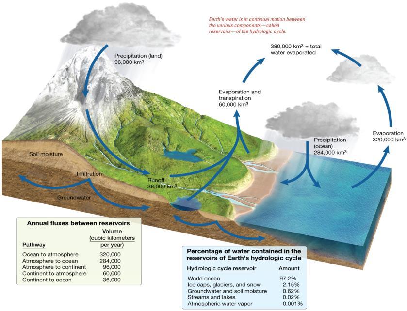 Earth s Hydrologic Cycle Processes that affect seawater salinity Recycles water among ocean,