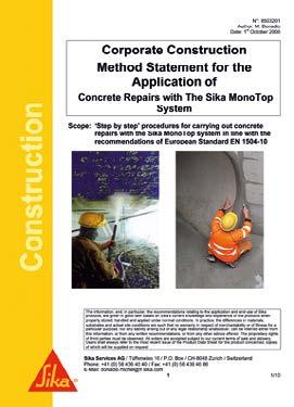 USEFUL DOCUMENTS METHOD STATEMENT Sika MonoTop Systems