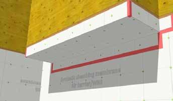 Cut to allow the membrane beside the cantilevered floor to extend up the