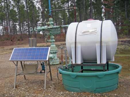 A solar injection powered system installed at a wellhead site.