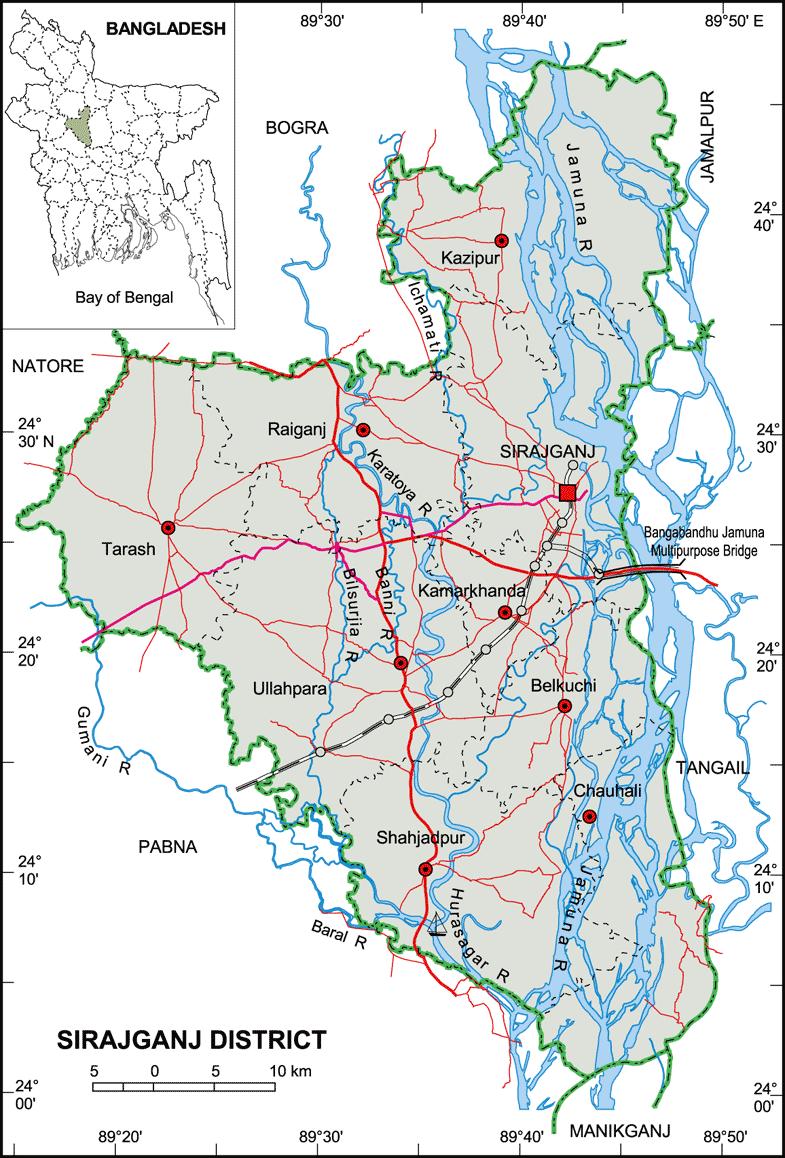 Figure I (a) Map of Chaohali, Sirajgonj b) Manirampur, Jessore On the context of Agro-ecological zoning (which are based on hydrology, physiography, soil types, tidal activity, cropping patterns, and