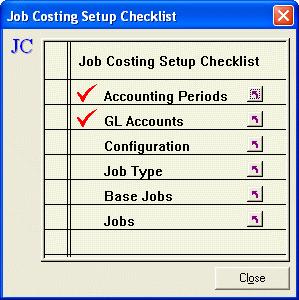 Set Up Checklist The Job Costing Setup Checklist guides you through the steps necessary to set up the Job Costing (JC) module for use on a day-to-day basis.