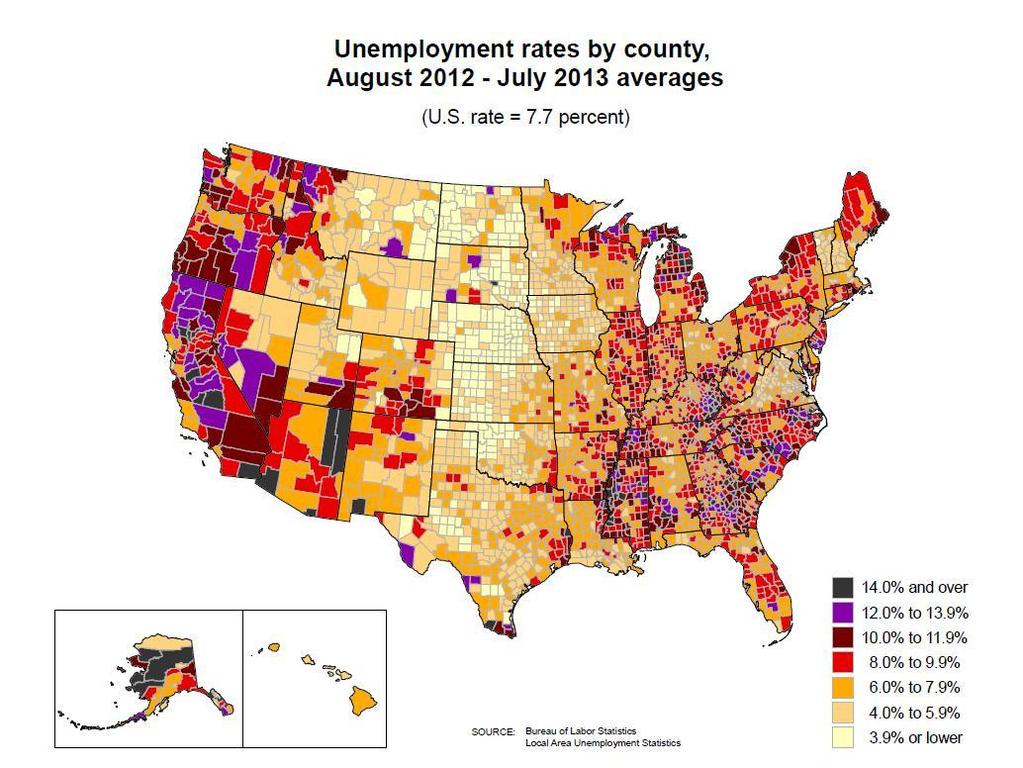 Unemployment Distribution Source Bureau of Labor Statistics, Local