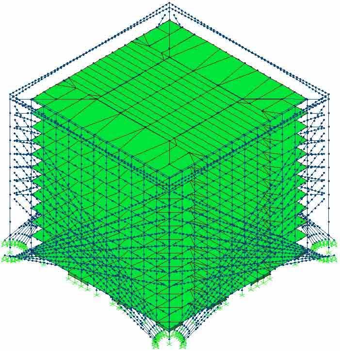 DYNA SIMULATION MODLES Various DYNA simulation models were created using the given geometries and selected sets of material properties of the building.