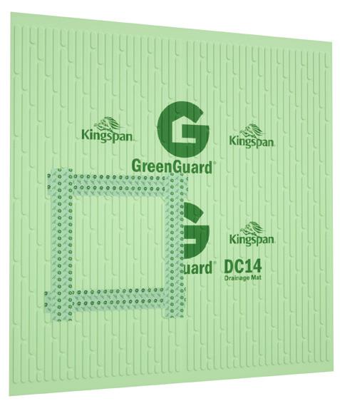 locations. If Kingspan GreenGuard DC14 Drainage Mat is installed over wood structural sheathing, then the wood sheathing can be used as a nail base.
