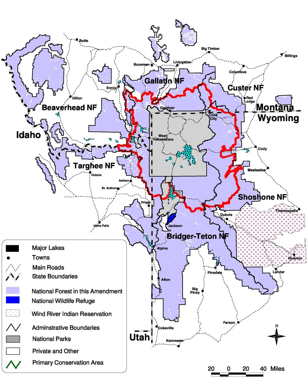 1983 Grizzly Bear recovery area (red)