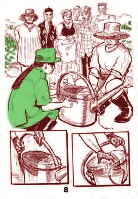ILLUSTRATION 8 The extension officer explains the technique of filtering polluted water by covering the opening at the top of the watering can with a cloth or mosquito NOTE TO THE EXTENSION OFFICER 1.