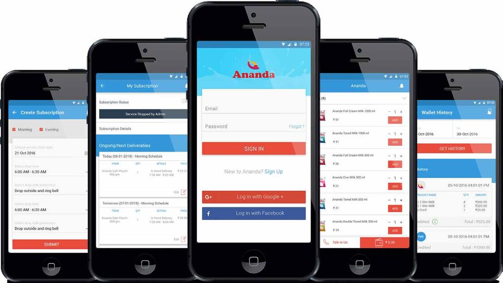 OUR FOR MOBILE APP BMO-AnandaMilk Customer AnandaMilk (Customer Mobile App) is an online day-to-day milk subscription delivery management platform.