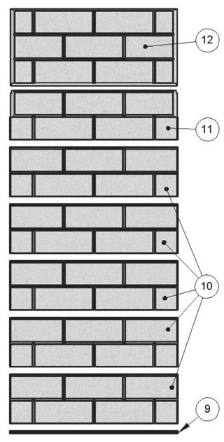 necessary, remove one of the back brick metal shims to lower the back brick and align the brick pattern. 6.