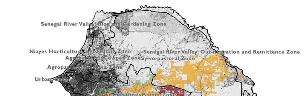 Integrated climate risk analysis Livelihood zones Population density Frequency of poor growing