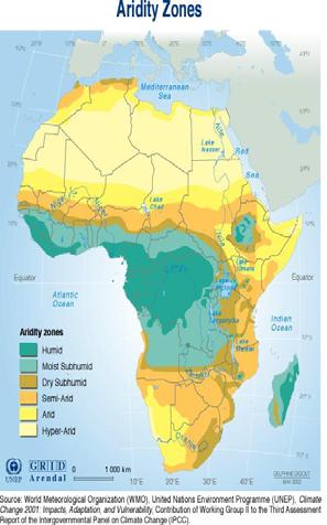 Africa in Context - 1 Arid/Semi-arid regions cover 13 million km2 or 43% of the continent's land area, where 270 million people, or