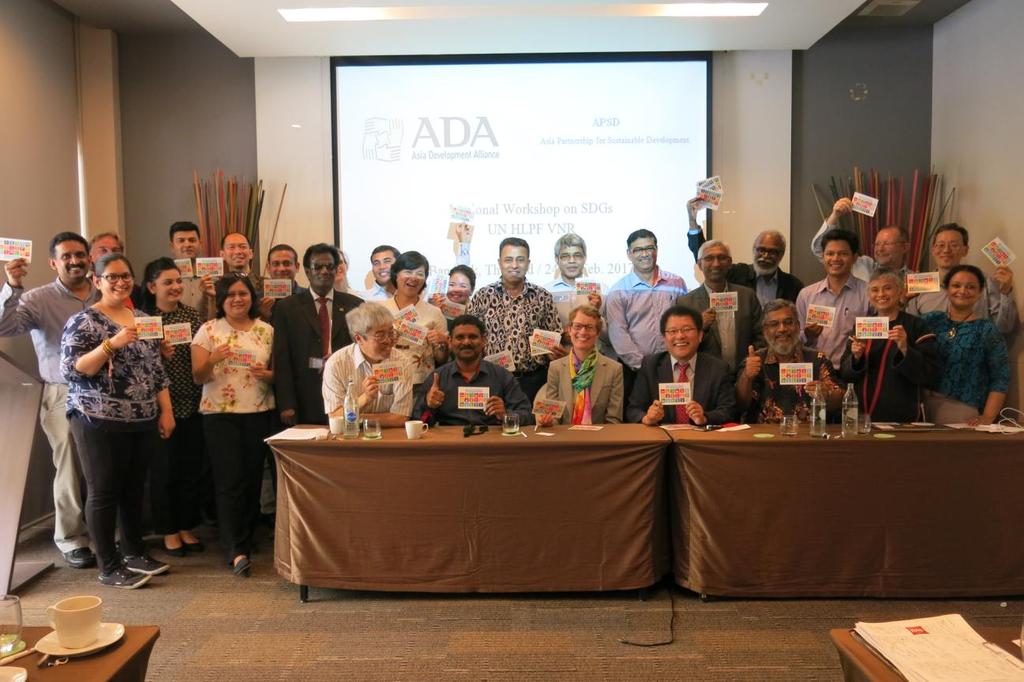 Report; Participation to ADA workshop in Thailand, 24 th to 26 Feb2017 Asian Civil Society Space in Government Process of Implementation SDGs is little and facing barriers; Local, National and Global