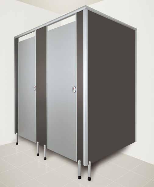 premier Pedestal mounted, overhead braced toilet & shower partitioning with privacy strip The ultimate in design, privacy, function and form - with design registered privacy strip - no gaps between