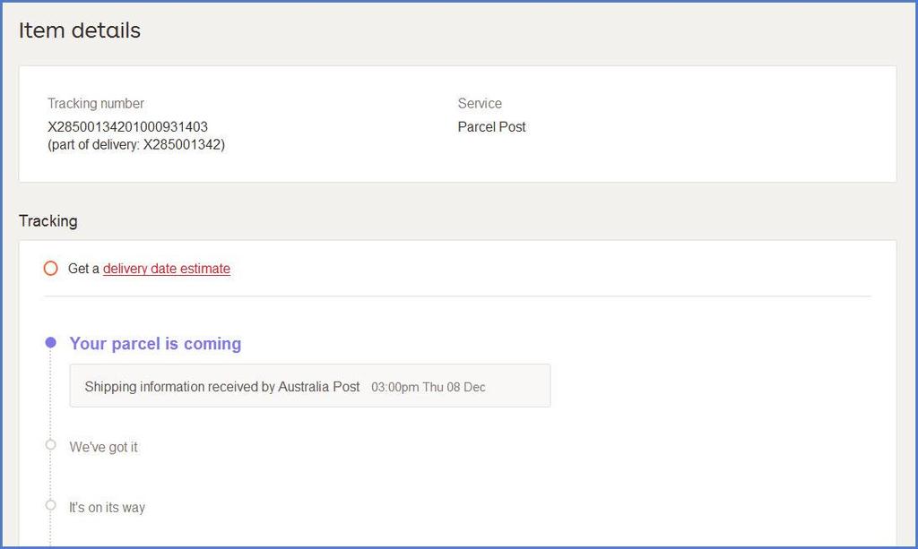Shipment Tracking: Track status f yur shipments with Australia Pst eparcel shipment tracking API service 5.