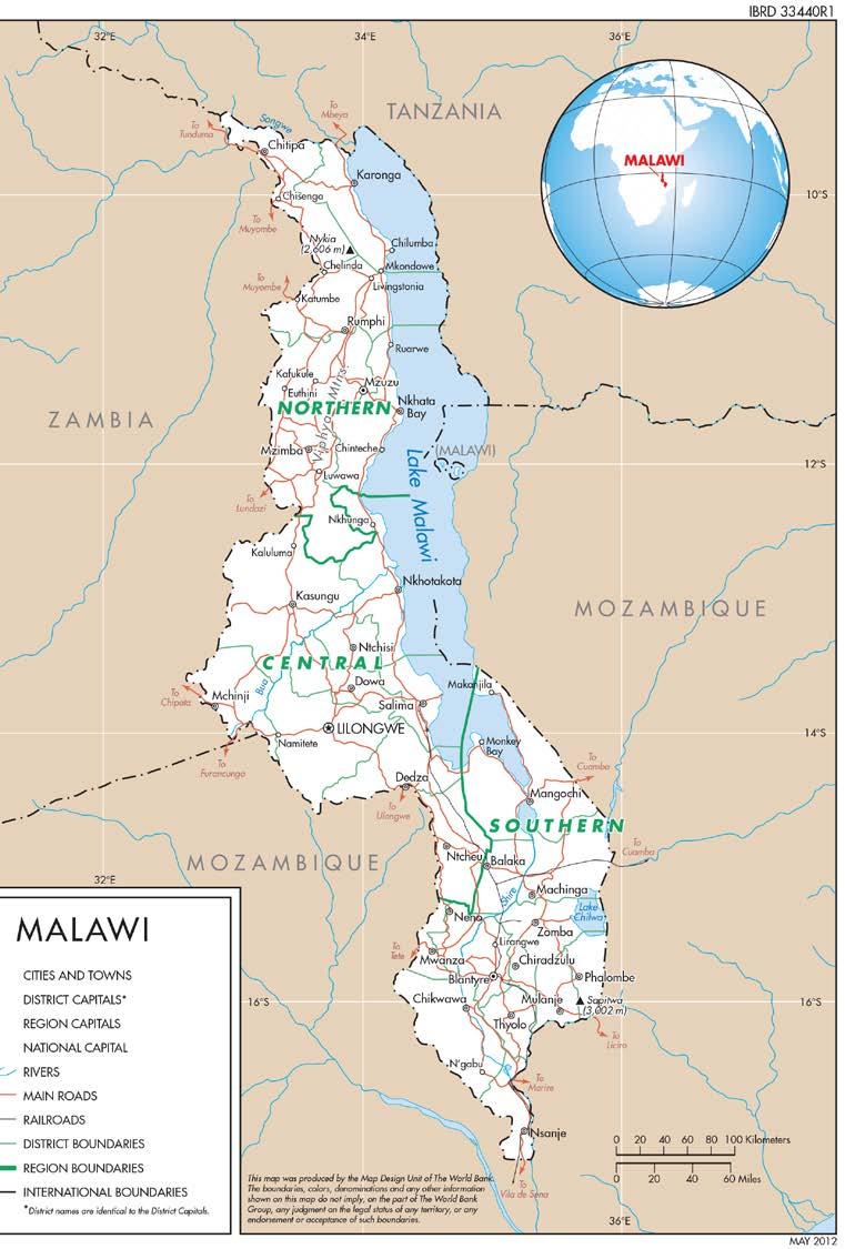 About Malawi 18 million people 2.5% GDP growth (2016) US$340 GDP/cap 74% earn US$1.