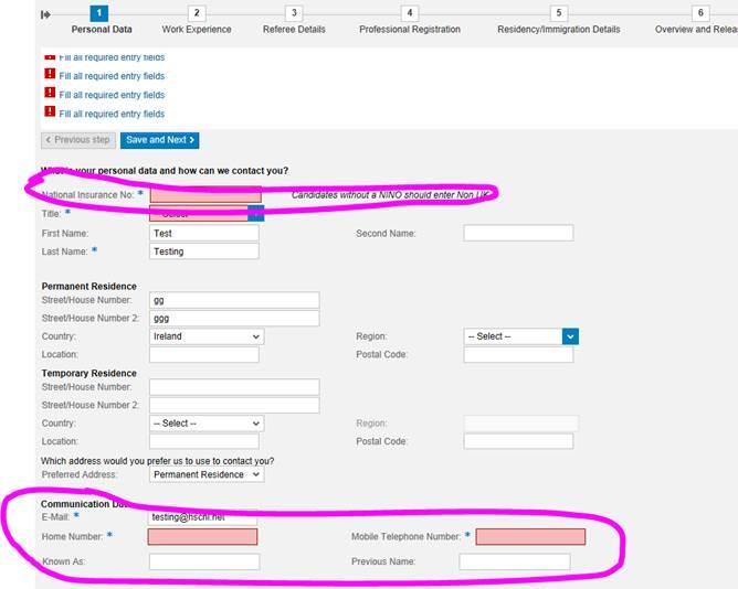 6. Personal Data (Profile) After completing this information, click on Save and Next to make your way through the rest of the profile sections.