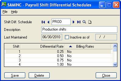 Step 11. Set Up Shift Differential Schedules the employee s pay for a particular shift is adjusted according to the schedule assigned.