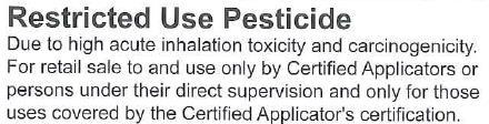 Restricted Use Pesticides Applied in the Private Category RUP statement example: RUP statement