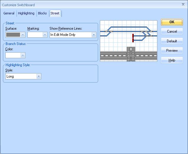 Customizing the Appearance By using the command Switchboard > Customize of the View menu it is possible to customize the appearance of the street network to personal needs.