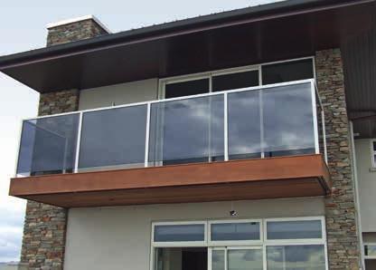 SEMI-FRAMELESS GLASS 10mm glass in a pocketed post, with a top mounted handrail or