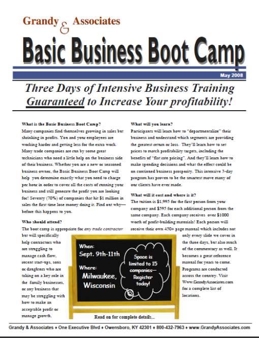 Basic Business Boot Camp Three days of