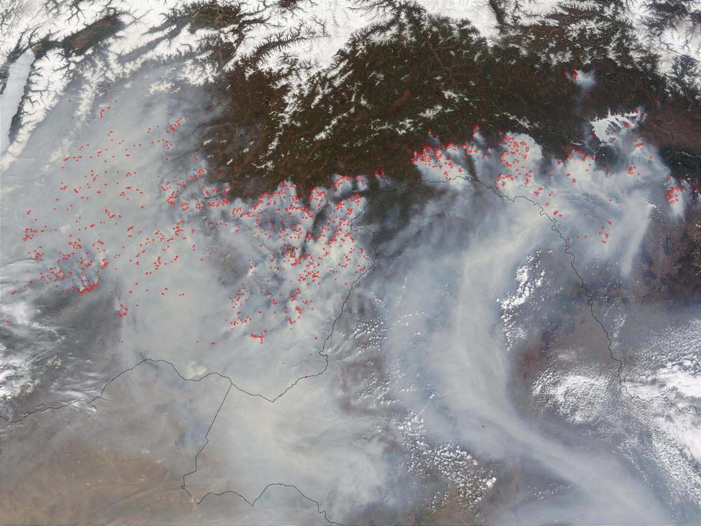 128,546 Fires were burning from March to August 2003 2003 202,000 km 2 1996 2002 133,370 km 2 71.38% forests 9.