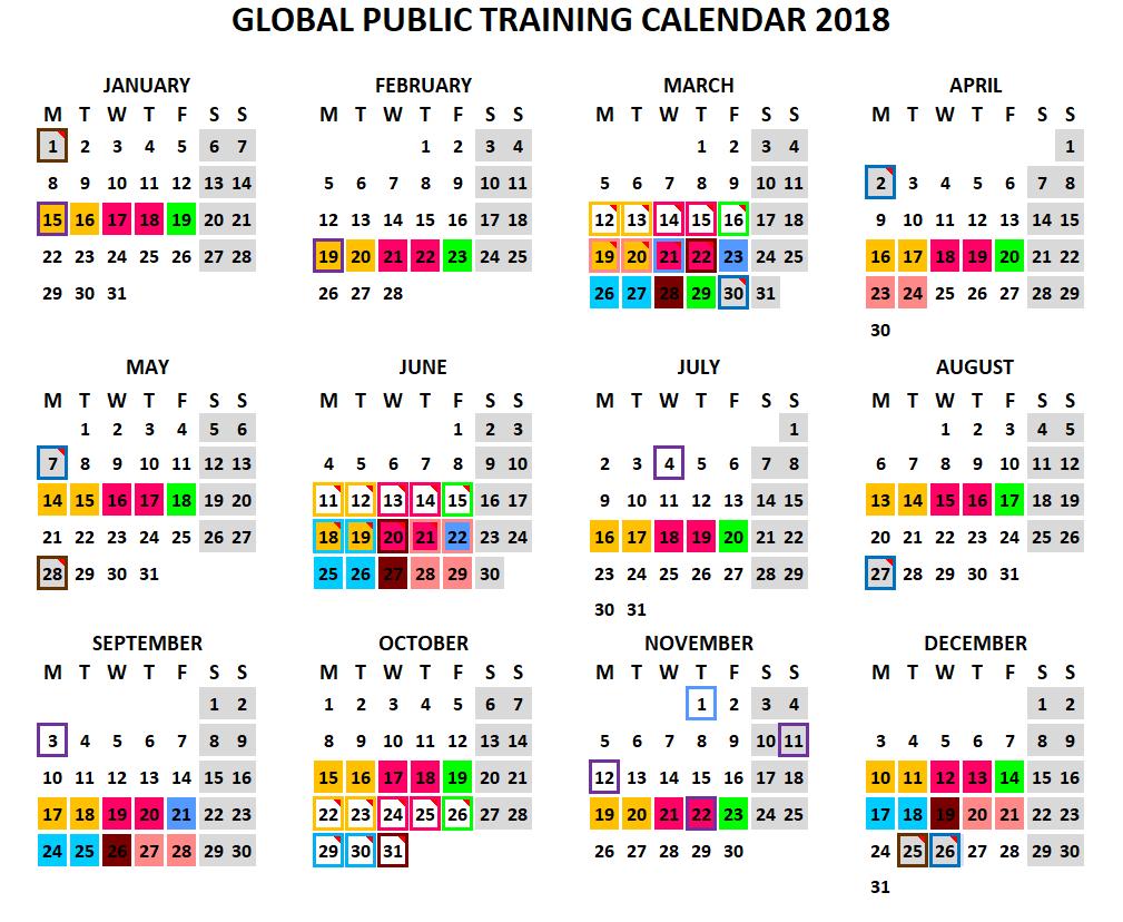 Training Schedule 2018 Public