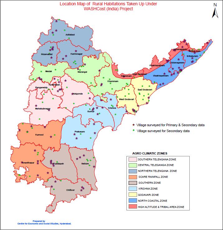 Figure 1: Location of the study areas in Andhra Pradesh WASHCost primary and secondary data collection villages Analysis framework: water service levels Key parameters for defining a water service